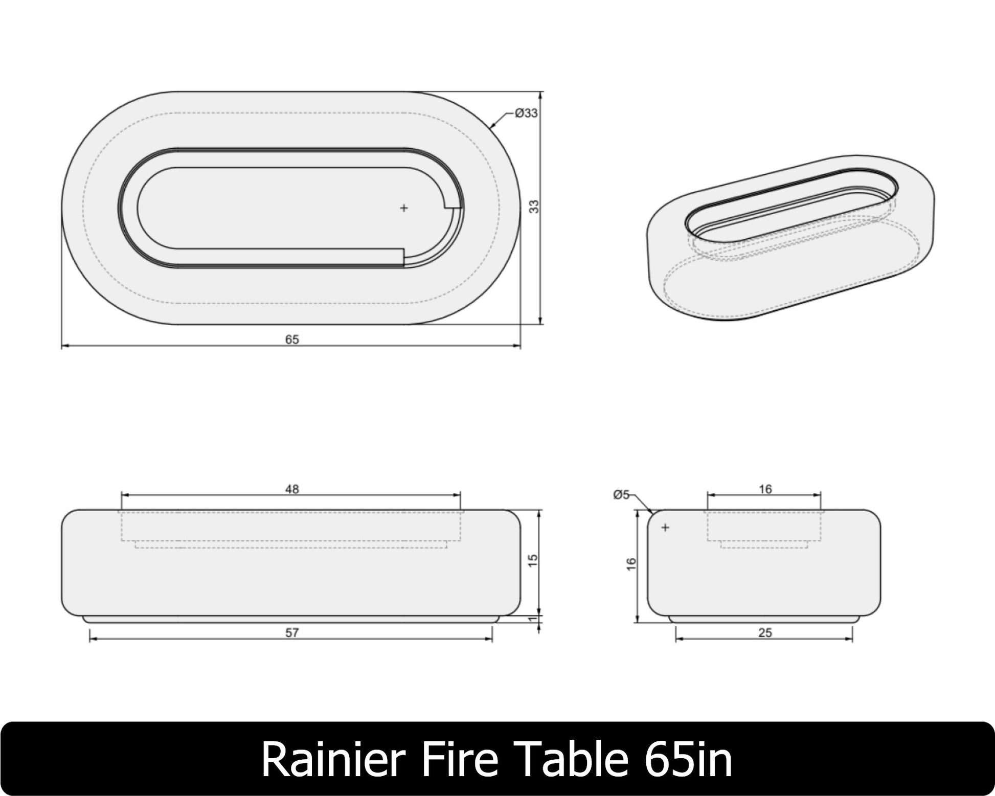 Freedom Fire Pits Rainier Rectangle Gas Fire Pit Table