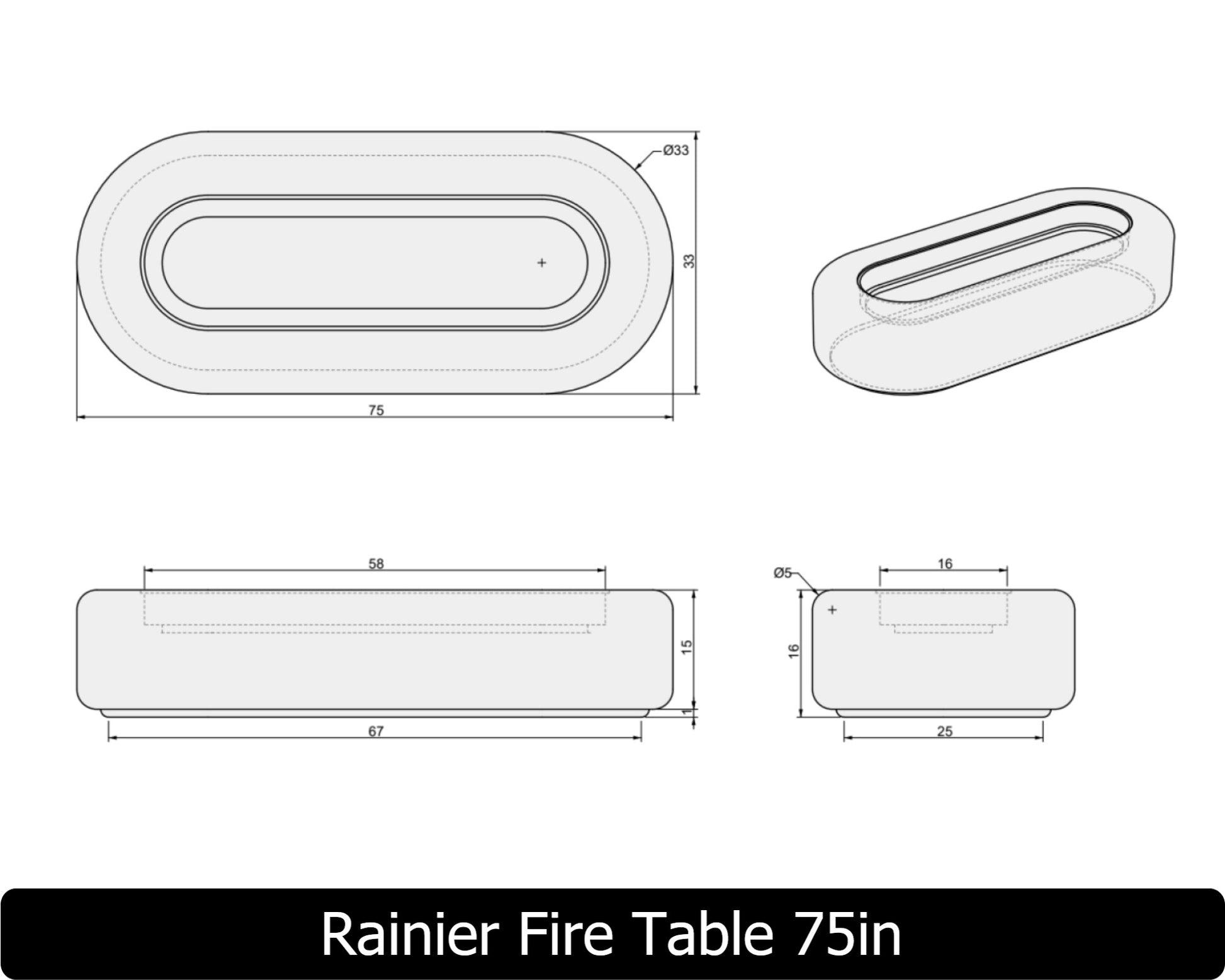 Freedom Fire Pits Rainier Rectangle Gas Fire Pit Table