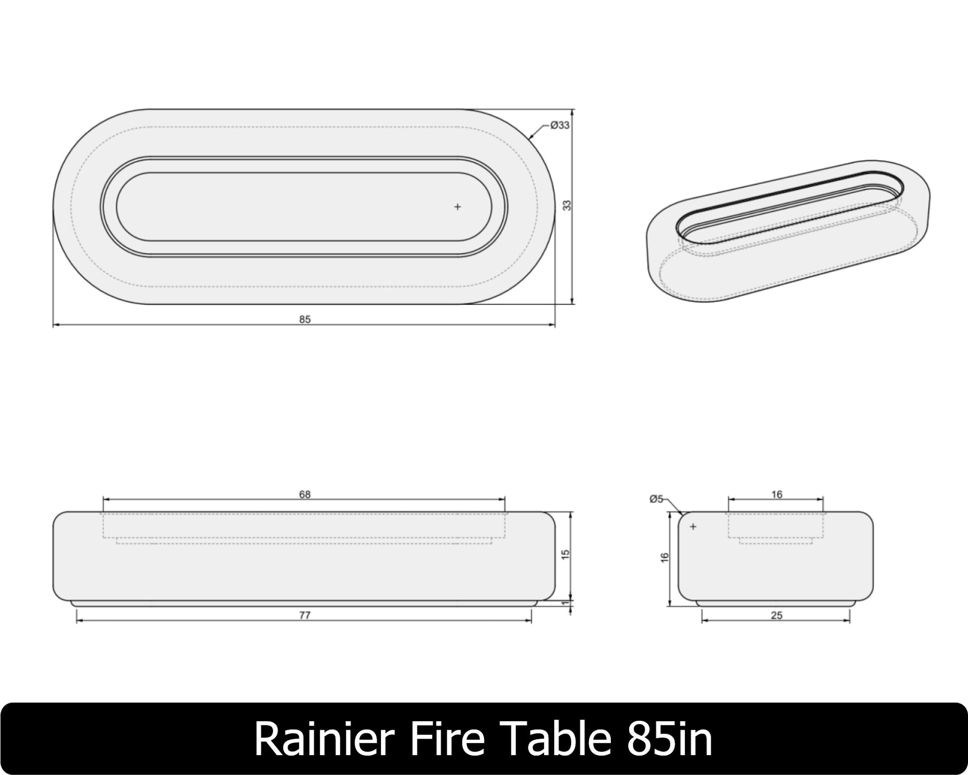 Freedom Fire Pits Rainier Rectangle Gas Fire Pit Table