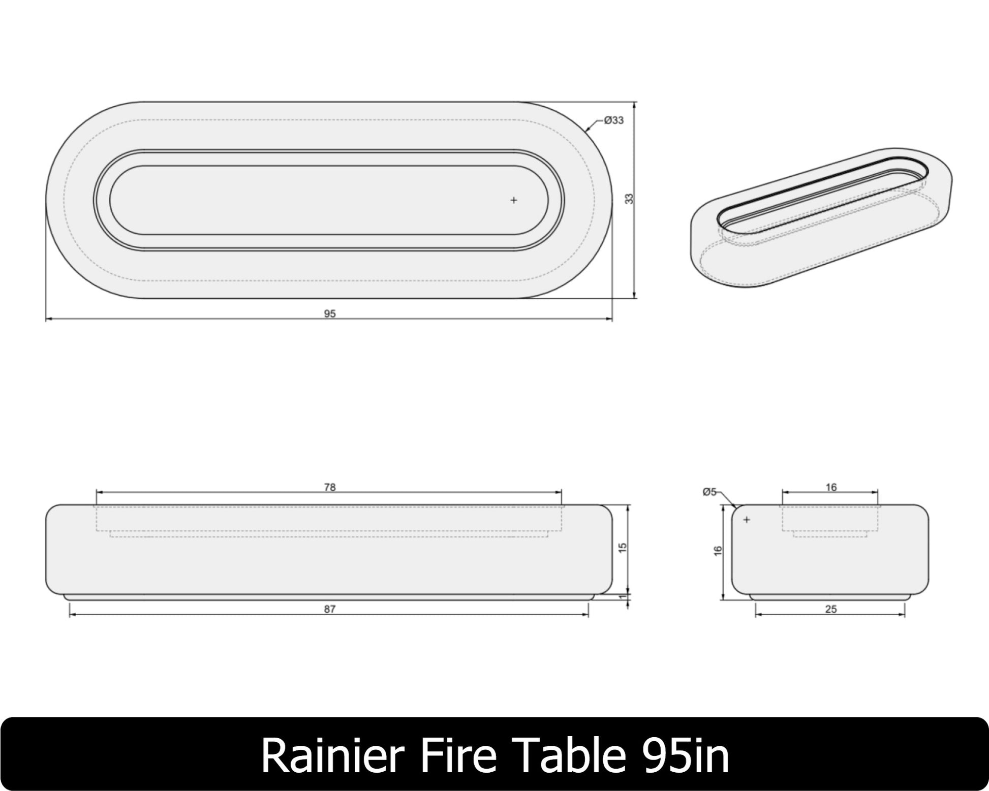 Freedom Fire Pits Rainier Rectangle Gas Fire Pit Table