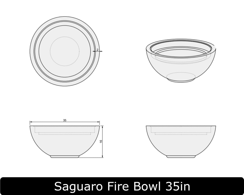 Freedom Fire Pits Saguaro Round Gas Fire Bowl