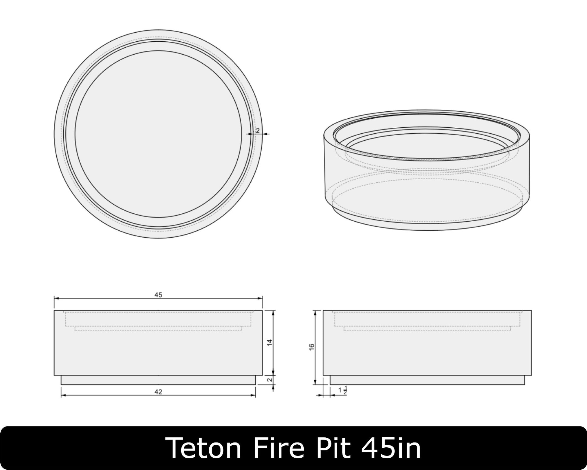 Freedom Fire Pits Teton Round Gas Fire Bowl