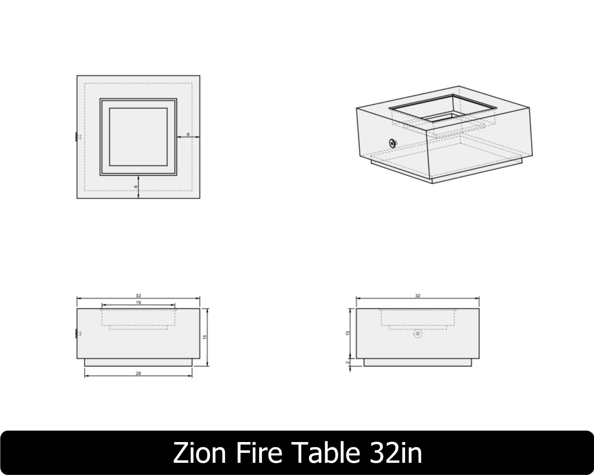 Freedom Fire Pits Zion Square Gas Fire Pit Table