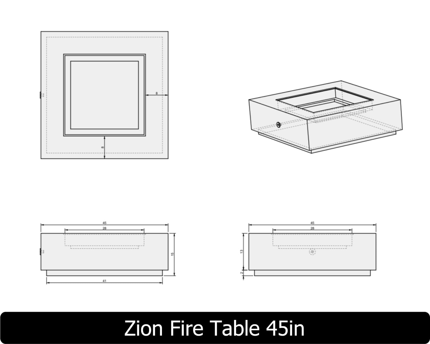 The Freedom Collection Zion Square Gas Fire Table