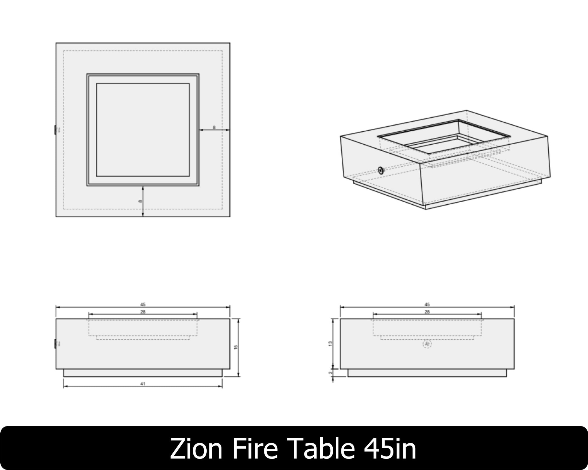 Freedom Fire Pits Zion Square Gas Fire Pit Table