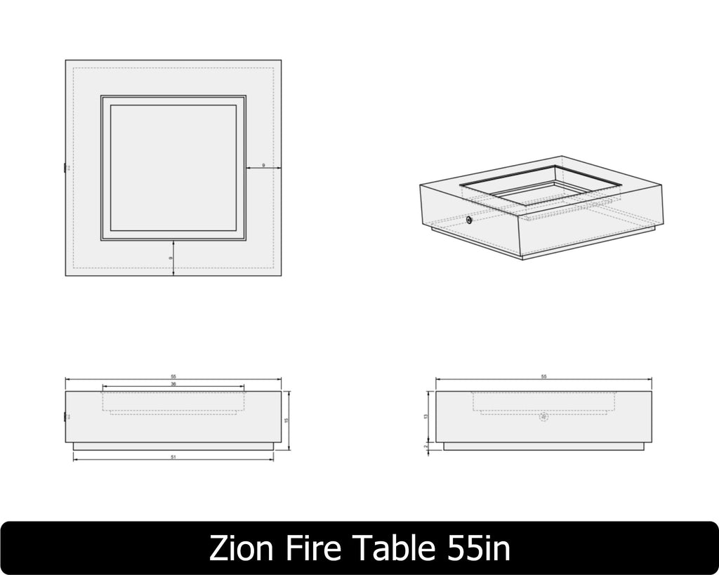 Freedom Fire Pits Zion Square Gas Fire Pit Table