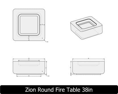 The Freedom Collection Zion Rounded Square Gas Fire Table