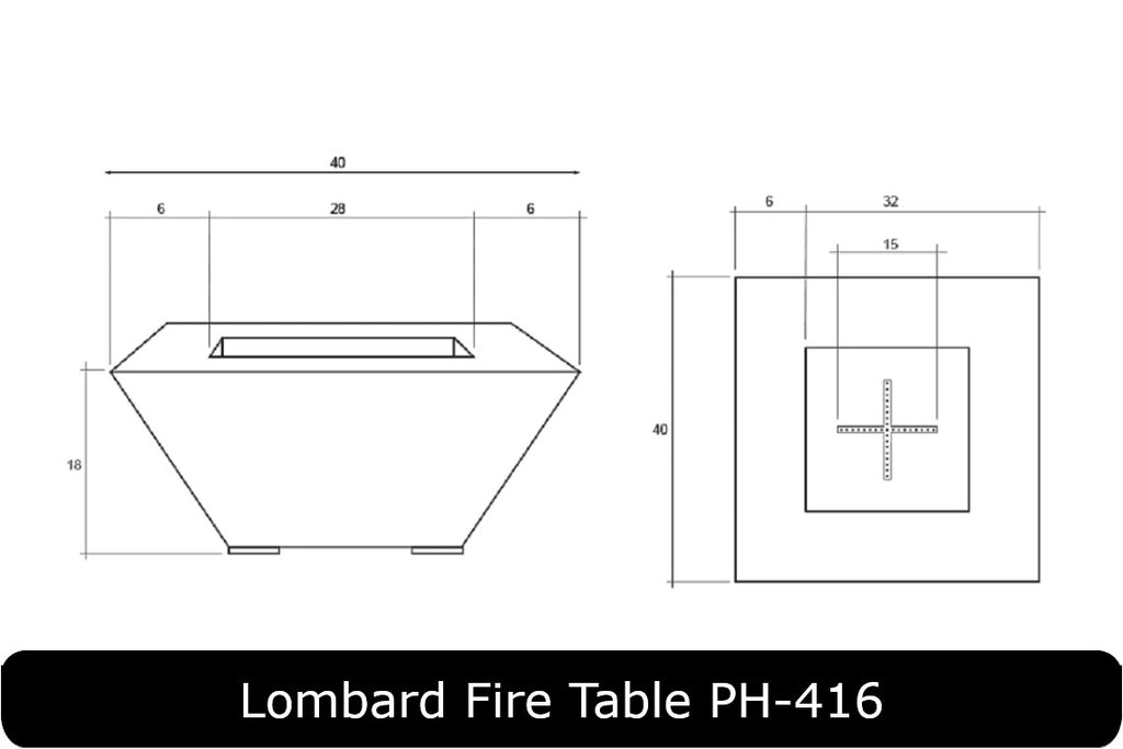 Lombard Fire Table Dimensions