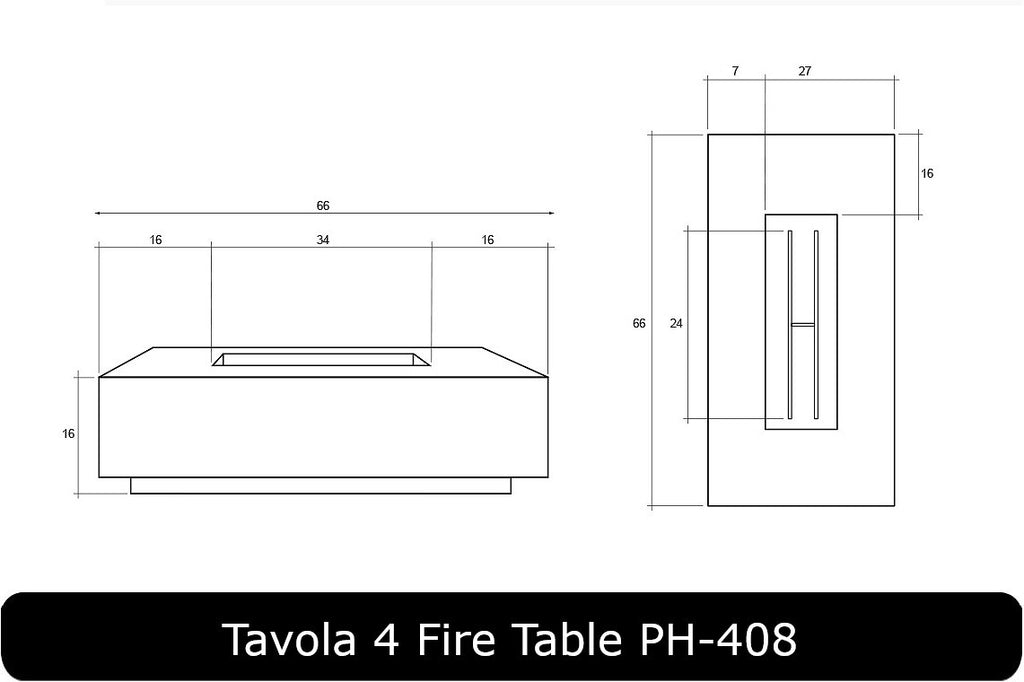 Prism Hardscapes Tavola 66 Slim Rectangle Gas Fire Pit Table