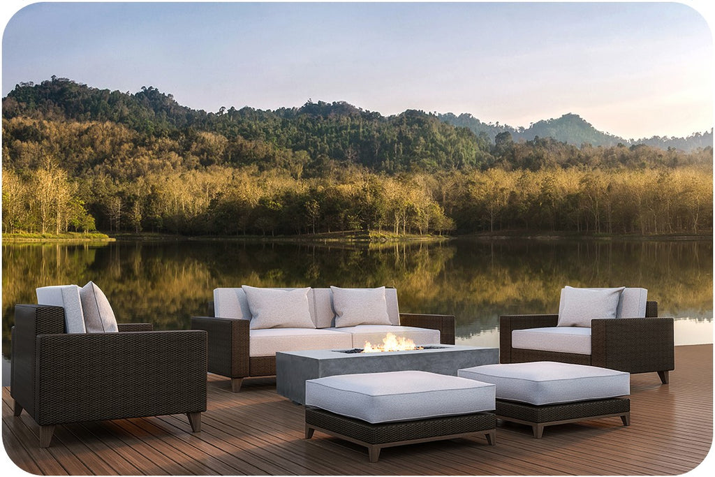 Lifestyle Image of the Tavola 4 Concrete Fire Table